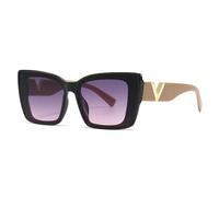 HYYZZC Occhiali da sole alla moda Cat Eye, vintage, neri, oversize, da donna, UV400, C3