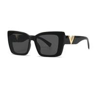 HYYZZC Occhiali da sole alla moda con occhi di gatto vintage nero oversize occhiali da sole da donna UV400, C1, Taglia unica