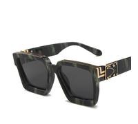 HYYZZC Occhiali da sole alla moda da uomo e da donna, forma quadrata, eleganti occhiali da sole per uomo e donna, occhiali da sole a righe verdi grigi, taglia unica