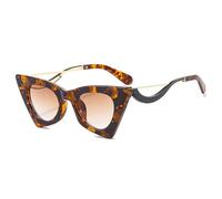 HYYZZC Occhiali da sole da donna a righe con montatura a occhio di gatto, alla moda, punk, occhiali da sole da donna, occhiali da sole colorati, personalità UV400, leopardati, marroni, taglia unica