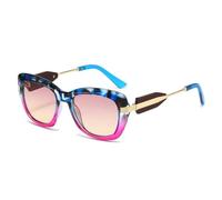 HYYZZC Occhiali da sole da donna alla moda, stile Cat Eye, retrò, colorati, con lenti sfumate leopardate, UV400, occhiali da sole di tendenza da uomo, viola, rosa e giallo, taglia unica