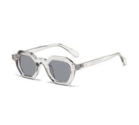 HYYZZC Occhiali da sole da donna alla moda, stile poligono, piccoli e quadrati, con rivetti retrò, da uomo, UV400, occhiali da sole di tendenza per lo sport all'aria aperta, grigio, taglia unica