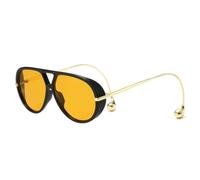 HYYZZC Occhiali da sole da pilota oversize unici da donna, alla moda, punk, UV400, alla moda, neri e arancioni, taglia unica