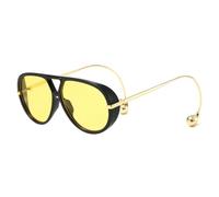 HYYZZC Occhiali da sole da pilota oversize unici da donna, alla moda, punk, UV400, alla moda, neri e gialli, taglia unica