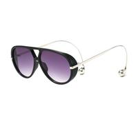 HYYZZC Occhiali da sole da pilota oversize unici da donna, alla moda, punk, UV400, alla moda, neri e grigi, taglia unica