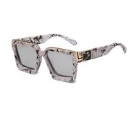 HYYZZC Occhiali da sole grandi quadrati per uomo e donna, alla moda, vintage, da guida, UV400, occhiali da sole grandi di lusso, da uomo e da donna, argento pietra, taglia unica