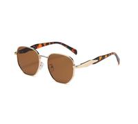 HYYZZC Occhiali da sole per fotografia di strada da donna, in metallo, alla moda, anti UV, con montatura rotonda, alla moda, personalizzati per auto, marroni