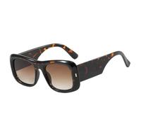 HYYZZC Occhiali da sole quadrati da donna, popolari, alla moda, con rivetti retrò, da uomo, con gambe larghe e sfumate, UV400, sfumatura leopardata, taglia unica
