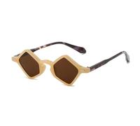 HYYZZC Occhiali da sole quadrati piccoli e poligonali alla moda, da donna, con lenti trasparenti color oceano, UV400, da uomo, con rivetti, alla moda, taglia unica