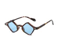 HYYZZC Occhiali da sole quadrati piccoli e poligonali, popolari alla moda, da donna, con lenti trasparenti color oceano, UV400, da uomo, con rivetti, modello blu, taglia unica