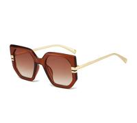 HYYZZC Occhiali da sole quadrati poligonali da donna, con lenti sfumate UV400, stile retrò, trasparenti, stile oceano, da uomo, alla moda, con lenti leopardate, sfumate color tè marrone, taglia unica