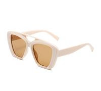 HYYZZC Occhiali da sole retrò a doppio ponte, a forma di occhio di gatto, da donna, con sfumature sfumate, UV400, da uomo, di tendenza, colore caramella opaco, beige chiaro, taglia unica