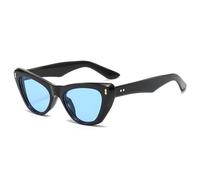 HYYZZC Occhiali da sole retrò da uomo con montatura a forma di occhio di gatto, alla moda, con lenti arancioni e blu, UV400, occhiali da sole di tendenza da donna, neri e blu, taglia unica