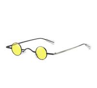 HYYZZC Occhiali da sole rotondi piccoli UV400 da donna, stile retrò, con ponte largo, punk, occhiali da sole steampunk vintage, tonalità nere, giallo, taglia unica