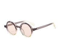 HYYZZC Occhiali da sole rotondi retrò punk da donna, alla moda, con doppio colore sfumato, UV400, da uomo, con rivetti, per shopping, viaggi, spiaggia, feste, ciclismo, grigio champagne, taglia unica
