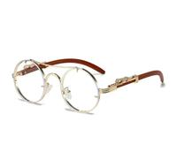 HYYZZC Occhiali da sole rotondi vintage punk da uomo, alla moda, con doppio ponte, multicolore, da donna, retrò, alla moda, oro bianco, 1 pezzo