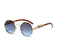 HYYZZC Occhiali da sole rotondi vintage punk da uomo, alla moda, con doppio ponte, multicolore, da donna, retrò, alla moda, oro, grigio e blu, 1 pezzo
