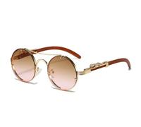 HYYZZC Occhiali da sole rotondi vintage punk da uomo, alla moda, con doppio ponte, multicolore, da donna, retrò, alla moda, oro, marrone, rosa, 1 pezzo