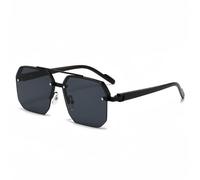 HYYZZC Occhiali da sole senza montatura per uomo, personalizzati, piccoli, a mezza montatura, da viaggio, per guida, resistenti ai raggi UV, nero e grigio.