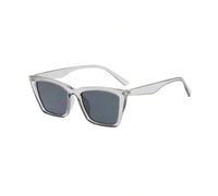 HYYZZC Occhiali da sole vintage a forma di occhio di gatto da donna, con montatura piccola, stile retrò, alla moda, UV400, grigio trasparente, 1 pezzo