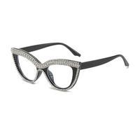 HYYZZC Occhiali da sole vintage Cat Eye con strass in eleganti tonalità da donna Ins Trendy Eyewear, nero, trasparente, taglia unica