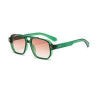 HYYZZC Occhiali da sole vintage da uomo con doppio ponte, lenti verdi, occhiali da sole UV400, occhiali da sole da donna con rivetti, tè verde