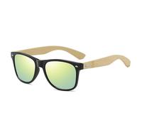 HYYZZC Occhiali da sole vintage in legno di bambù, da uomo e da donna, da guida e da pesca, in legno, UV400, 1502Z (specchio dorato)