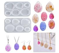 HyzaPhix 2pcs Moule Bijoux Resine Epoxy, Moulle Silicone Boucles D'oreilles, Moulage De Collier, Earring Resin Mold Outils De Fabrication De Bijoux Pendentif (2pcs)