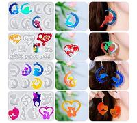 HyzaPhix 4 Pezzi Stampi in Resina per Orecchini, Stampo Silicone per Gioielli, Stampini Collane Con Foro per Fai Da Te Luna Mamma Amore Gatto Festa Della Mamma Regali di Natale (4pcs)