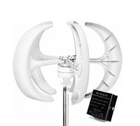 HYZHANHONG 24V, Kit Turbina Eolica a 5 Pale 12000W Generatore Eolico ad ASSE Verticale Generatore di Energia Eolica a Partenza a 2M/S per Casa e Campeggio (Bianco)