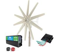 HYZHANHONG 48V, Kit Generatore Eolico 12V 24V 48V 10000W con 10 Pale, Generatore di Energia Eolica Dotato di Inverter per Barche, Terrazze, Cabine o Casa