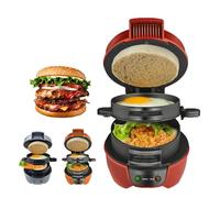HYZHANHONG Mini Macchina per Sandwich per la Colazione, pressa per Hamburger Multifunzionale, Rivestimento Antiaderente Perfetto per Pancake, Croissant, Mini Waffle (Rosso)