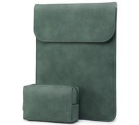 HYZUO 13,3-14 Pollici Custodia Borsa Laptop per MacBook Pro 14 M5/M4/M3/M2/M1 Pro/Max A3426 A3427 2026-2021, 13,3" MacBook Air/Pro, 13,5-13,8 Surface Laptop, Finta Pelle Scamosciata, Verde mezzanotte