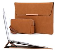 HYZUO 13,3-14 Pollici Custodia PC Portatile con Funzione Stand per MacBook Pro 14 M4/M3/M2/M1 2025-2021, MacBook Air/Pro 13,3, 13,8/13,5 Surface Laptop, HP Spectre X360 13/14, Marrone(con Trim)