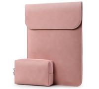HYZUO 15 pollici Borsa per laptop per MacBook Air 15 M4 A3241 M3 M2 2025-2023, 15" Surface Laptop7/6/5/4/3, MacBook Pro 15 2019-2016, custodia in pelle finta scamosciata, con Borsa Accessori, Rosa