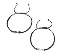 HZAOPZE 2 PCS Bracciale da Uomo Intrecciato con manubri Bracciale da Uomo Ispirato al Fitness Bracciale Regolabile Uomo e Donna Bracciale Sportivo Fitness Personal Trainer Regalo, Nero e Argento