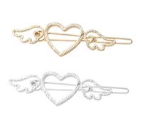 HZAOPZE 2 PCS Fermaglio per Capelli a Cuore Vintage Cuore Cavo Decorativo Metallo Fermaglio Capelli Porta Coda Cavallo Carino Copricapo Accessori per Donne e Ragazze, Oro e Argento