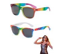 HZAOPZE 2 pezzi occhiali da sole arcobaleno,accessorio per uomo e donna,occhiali da festa accessori per costume hippie,occhiali da festa Rainbow Sunglass, per hippie e carnevale