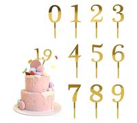 HZAOPZE 20 Pezzi Cake Topper Numeri da 0-9, Decorazioni per Feste di Battesimo per Ragazze e Ragazzi, Feste Decorazioni Compleanno, Acrilico, Oro, Adatto a Tutti i Compleanni da 0 a 99 Anni.