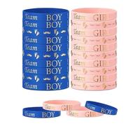 HZAOPZE 24 pcs Braccialetti Gender Reveal Silicone Scritte Team Boy or Girl Braccialetti Gomma Bambini Decorazioni Baby Shower Gender Reveal Party Giochi Anniversario Nascita Festa Compleanno