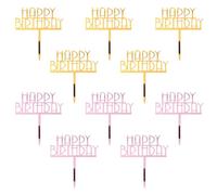 HZAOPZE Decorazioni per Torte di Buon Compleanno, Decorazioni per Torte per Baby Shower per Feste di Compleanno per Bambini, in Acrilico(10 PCS, 3 Stili, Oro, Oro Rosa, Nero, Argento)