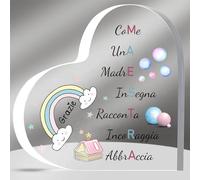 HZBLAZ Maestra Cuore Placche Regali Festa Dell'Insegnante Targhe e Cartelli Decorativi Compleanno Apprezzare Acrilico Laurea Grazie Ricordo Natale Come Una Madre Insegna Racconta Incoraggia Abbraccia