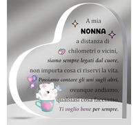 HZBLAZ Nonna Acrilico Placche Targhe e Cartelli Decorativi Regali Festa della Madre Apprezzare Regalo Nonnina Compleanno Cuore Segno Natale da Nipoti Gatto Nonnetta Amore Promemoria Ricordo