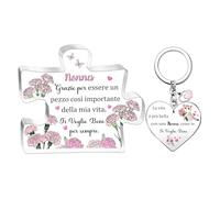 HZBLAZ Nonna Regali Donne Targhe e Cartelli Portachiavi 2PC Regalo Compleanno Ricordo Personalizzato Natale Festa del Mamma dai Nipoti Nonna Grazie per Essere un Pezzo Così Importante della Mia Vita