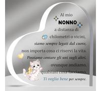 HZBLAZ Nonno Placcature Acriliche Targhe e Cartelli Decorativi Regali Festa del Padre Apprezzare Regalo Compleanno Segno del Cuore Natale da Nipote Gatto Nonnino Famiglia Amore Promemoria Ricordo