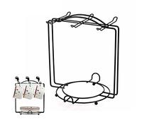 HZcoffee FP-418, semplice supporto per 6 tazze da caffè, mug o tazze da tè, con relativi piattini e cucchiaini, in acciaio con rivestimento antiruggine