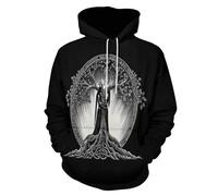 HZCRAES Felpa di Uomo Viti Nordiche Alberi 3D Hoodie Divertente Nero Felpe con Cappuccio A Maniche Lunghe Invernale Maglione Piante Misteriose Coppia Sweater con Tasca Frontale per Unisex