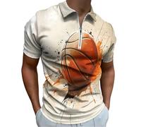 HZCRAES Polo da Uomo Manica Corta Pallacanestro Schizzi D'Inchiostro da Golf Camicia Asciugatura Rapida Maglietta Estiva Traspirante T-Shirt Sport Tennis A Cerniera Minimalista 2Xs-6Xl, Beige