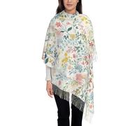 HZCRAES Sciarpa Donna Pashmina Scialle, Stola Con Stampa Fiori Selvatici E Foglie Da Sogno E Nappe, Scaldacollo Invernale Sciarpa Morbide, Avvolgente Coperta, Foulard In Cashmere Per Autunnale