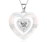 HZCVSG Prodotti da Ragazza Pietra Natale in Argento Sterling Donne, collane Ciondolo Conchiglia Madre, regi Compleanno la Collana a Doppio Cuore Moglie, Regalo di gioielleria per Donna Mamma
